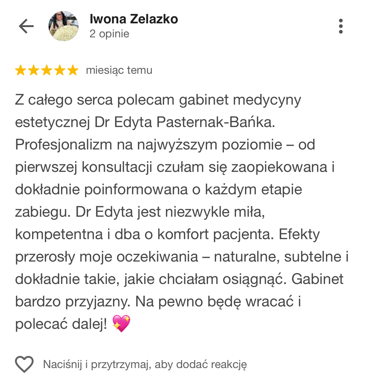 Opinia pacjentki