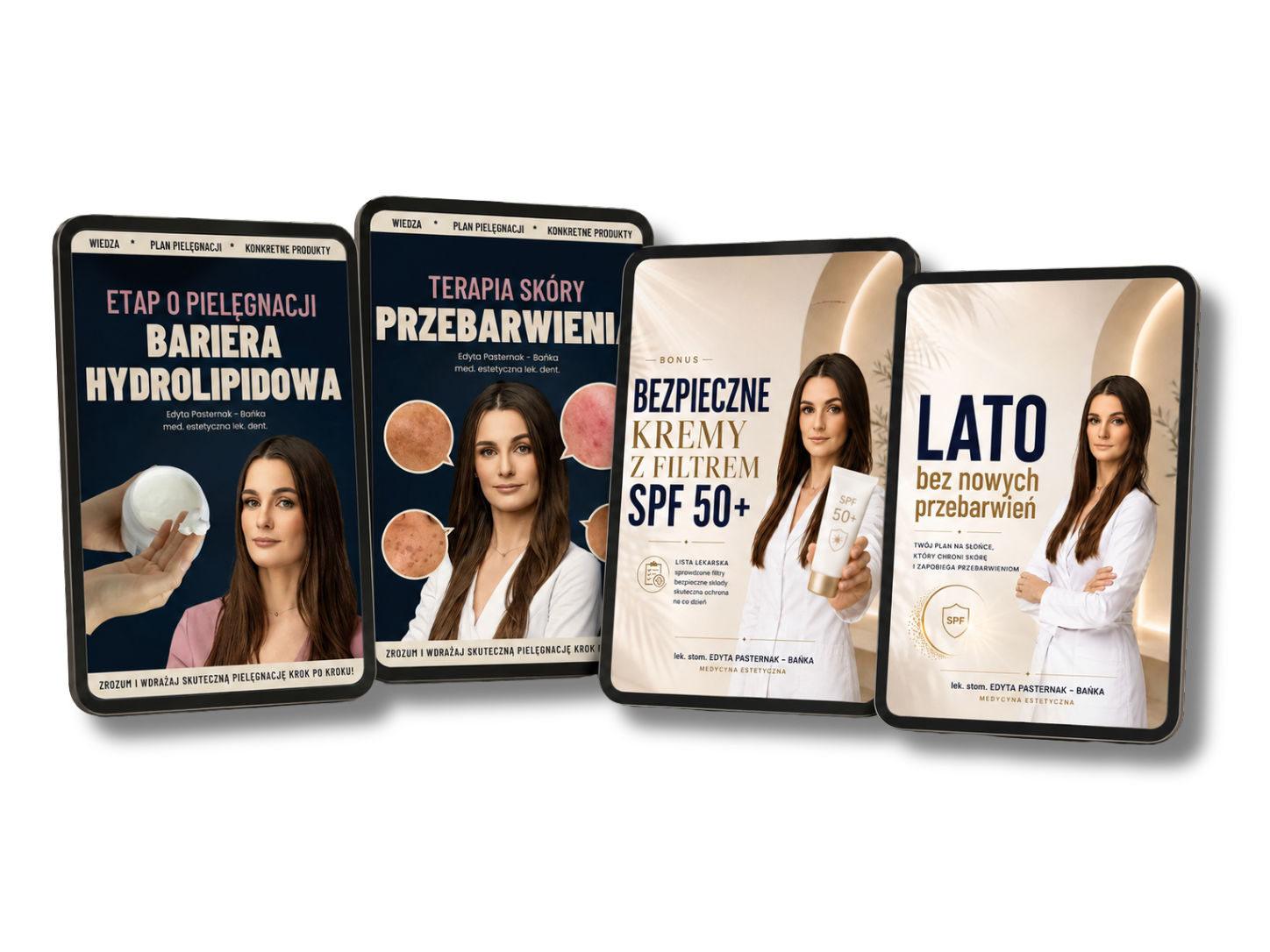 Pełny zestaw e-booków: Przebarwienia, Bariera hydrolipidowa oraz letnie bonusy Lato i Lista lekarska SPF 50+